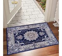 renoazul® Vintage Small Runner Rug With Jute Back, Rada Blue Rugs - 60x110 cm - Washable Kitchen Mat, Bedside, Large Inside Door Mat and Corridor Rug