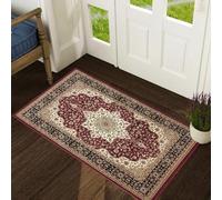 renoazul® Vintage Small Runner Rug With Jute Back, Rome Red Rugs - 60x110 cm - Washable Kitchen Mat, Bedside, Inside Door Mat and Corridor Rug
