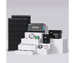 Renogy 400W 12V Solar Panel System, 3.84kWh/Day, Ideal for RVs, Boats, Homes: 2pcs 200W ShadowFlux N-Type Solar Panel + 300AH LiFePO4 Battery +40A MPPT Controller+ 3000W 12V Pure Sine Wave Inverter