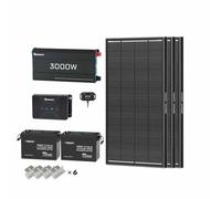 Renogy 600W 12V Solar Panel Kit, 5.12kWh, 3pcs 200W ShadowFlux N-Type Panels, 2pcs 200AH LiFePO4 Battery, 50A DC DC Charger with MPPT, 3000W Pure Sine Wave Inverter, for RVs, Boats, Homes