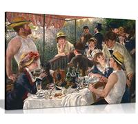 Renoir Boating Party Framed Canvas Wall Art, Ready to Hang 30x20in | Panther Print Impressionist Painting, Vivid Colours, Solid Pine, Artwork for Living Room Bedroom Kitchen Hallway Office