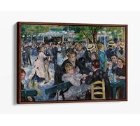 Renoir, Dance At Moulin De La Galette Canvas Floater Frame Print Picture Art - Walnut Frame 36 inch wide x 24 inch high