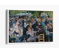 Renoir, Dance At Moulin De La Galette Canvas Floater Frame Print Picture Art - White Frame 24 inch wide x 16 inch high