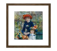 Renoir Two Sisters On The Terrace 8X8 Inch Square Wooden Framed Wall Art Print Picture with Mount Artery8 Brown One Size