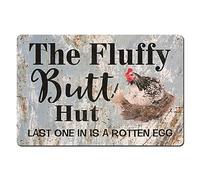 Renokes Funny Chicken Coop Sign Fluffy Hut Last One In Is A Rotten Egg Chicken Metal Tin Sign Wall Plaque For Farm Decor Coop Rooster Decor Chicken Coop Decor 6x8 Inch
