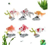 Renopfect Artificial Floating Fish - 6 Artificial Fish as Decoration, Floating Decoration Model with Base for Swimming Display, Pond, Cupboard Coasters, Bathroom and Indoor Use