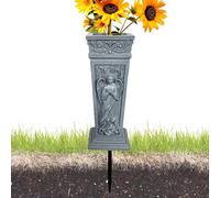 Renopfect Cemetery Vase for the Grave, Angel Figure Made of Resin with Ground Spike, Flower Holder for Grave Sites and Cemetery Vases, For Mother, Father, Friends and Relatives for the Graveyard