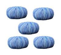 Renopfect Colourful Yarn, Multicoloured Yarn, Medium Thick, Colour Segment Dyed Cotton Yarn, 5 x Soft Yarn Cakes for Crochet, Hand-Dyed Yarn for Sweater, Scarf, Knitting and Crochet Accessories