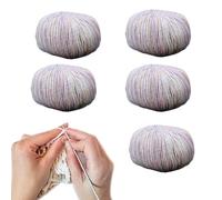 Renopfect Colourful Yarn, Multicoloured Yarn, Multicolour Cotton Yarn, 5 x Soft Yarn Cakes for Crochet, Hand Dyed Yarn for Sweater, Scarf, Knitting and Crochet Accessories