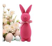 Renopfect Decorative Easter Bunny Large, Easter Bunny Figures, Flocked Easter Rabbit with Bow, 23 x 6 x 6 cm Easter Figures, Easter Bunny Statue, Decorative Standing Rabbit Statues, Spring Tabletop