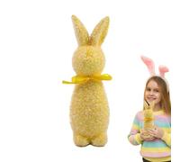 Renopfect Decorative Easter Bunny Large, Easter Bunny Figures, Flocked Easter Rabbit with Bow, 23 x 6 x 6 cm Easter Figures, Easter Bunny Statue, Decorative Standing Rabbit Statues, Spring Tabletop