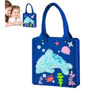 Renopfect Embroidery Sewing Bag, Colourful Animal Sewing Creative Set, Lightweight Felt Shopping Bag, Reusable Sewing Kit for Home, School, Travel