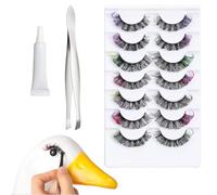 Renopfect Eyelash Weft Kit | 7 Pairs of Reusable Multi-Color False Eyelashes for Young People | Accessories for Costumes Weddings Photos and Sensitive Skin