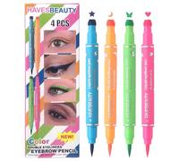 Renopfect Makeup Eyeliner Pen, Stamp Eyeliner Pen | Waterproof Liquid Stamp Eyeliner Pen, 4 Colors | Eye Stencil Makeup Tool with Star, Moon, Butterflies, Heart Shapes for