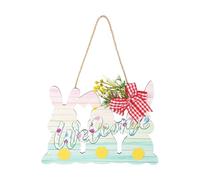 Renopfect Merry Easter Door Sign, Easter Sign, Rabbit Easter Signs for Home Decoration, Christmas Favour Ornaments, Welcome Door Wreath with Bow for Indoor and