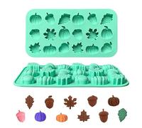 Renopfect Pack of 2 Chocolate Moulds Silicone Moulds 18 Cavities Autumn Pumpkin Leaf Oak Silicone Moulds Non-Stick Maple Leaf Pumpkin S Silicone Moulds 3D Pumpkin Silicone Mould for Thanksgiving