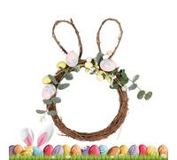 Renopfect Rabbit Wreath for the Front Door, Rabbit Egg Garland, Artificial Spring Door Wreaths, Decorative Spring Wreath for Home, Cheerful N Door Decoration