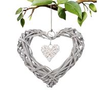 Renopfect Rattan Heart Wreath, Heart Shaped Ornaments | Bedroom | Natural Wicker Heart Shape Wicker Wreath Ornament for Bedroom Romantic Wedding
