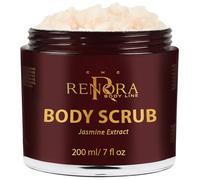 RENORA Natural Exfoliating Body Scrub with Almond Oil, Jasmine & Honey - 200ml Gentle Sugar Body Scrub Exfoliator for Radiant, Smooth and Silky Skin - Moisturizes, Softens, Removes Dead Skin Cells