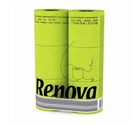 Renova 6 Pack Green Toilet Paper Green Luxurious Soft and Absorbent Bathroom Tissue - 6 Roll Pack with 140 Sheets Per Roll, Dermatologically Tested, Colorfast Design, Premium Quality Virgin Pulp