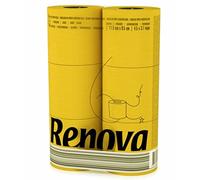 Renova 6 Pack Yellow Toilet Paper Yellow Luxurious Soft and Absorbent Bathroom Tissue - 6 Roll Pack with 140 Sheets Per Roll, Dermatologically Tested, Colorfast Design, Premium Quality Virgin Pulp