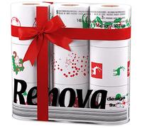 Renova White Print 2 Ply Christmas Xmas Toilet Tissue Paper Rolls (9 Rolls)