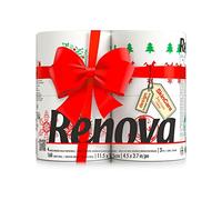 Renova Festive Christmas Toilet Rolls - Soft & Absorbent Holiday Tissue with Unique Illustrations | 4-Pack | 160 Sheets Per Roll 3 Ply