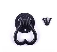 Renovators Supply Black Wrought Iron Kitchen Ring Cabinet Pulls Antique Heart Drop Style Swing Handles Rust Resistant Powder Coated Vintage Dresser Drawer Ring Pull Handles with Mounting Hardware