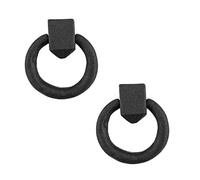 Renovators Supply Manufacturing Black Cast Iron Cabinet Drawer Ring Pull Mission Antique Drop Style 1-7/8 in. RSF Rust-Resistant Powder Coat Finish Pack of 2