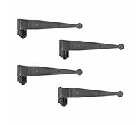 Renovators Supply Manufacturing - Heavy-Duty Black Offset Strap Lift Off Pintle Hinge - Pin Hinges for Shutters, Windows, Doors & Gates with Hardware - Wrought Iron, 11.75 in., Pack of 4