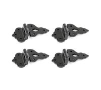 Renovators Supply Manufacturing Hoosier Cabinet Hinge 3/8 in. Offset Black Wrought Iron Flush Mount Hinge for Kitchen Cabinets with Mounting Hardware, Pack of 4