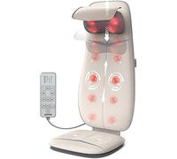 Renpho Back Massager with Heat, Shiatsu Massage Chair Deep Tissue Kneading Rolling Masager S-Shape Height Adjustable Headrest, Full Back Massage Seat Pad Home Office Use, Beige