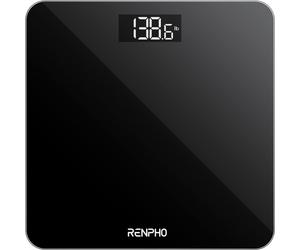 RENPHO Digital Bathroom Scales Body Weight Weighing Electronic High Precision Sensors Accurate Weight Machine People LED Display StepOn Black Core 1S