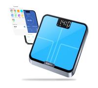 Renpho Elis Chrome Smart Body Weighing Scale, Measures BMI, Digital Display, Bluetooth & App Connectivity, Blue/Chrome