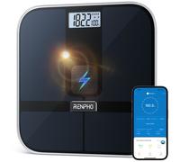RENPHO Elis Solar 2 Smart Body Scale, 13 Body Metrics, Solar Power, No Battery & Charger Needed, Baby Holding Mode, App Connectivity, Black