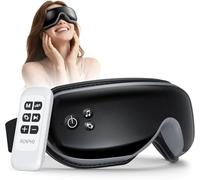 RENPHO Eye Massager with Heat & Remote, Birthday Gifts for Women Men | Heated Eye Massager with Compression for Eye Strain & Head Tension, Bluetooth Music, Relaxation Gifts for Women & Men, Black