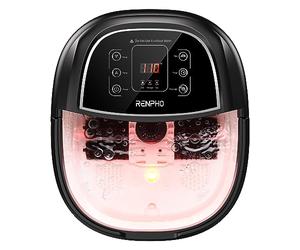 RENPHO Foot Spa and Massager with Heater,Foot Massager,Foot Bath,Deep Black | with Adjustable Temperature & Timer, Electric Roller, 3 Modes for Tired Feet, Gift for Women, Wheels for Easy Mobility