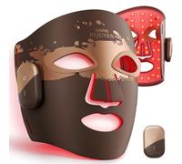 RENPHO LED Face Mask, Cordless, Gifts for Women, Brown | 2 Cordless Magnetic Controllers, 850nm NIR, 204 LEDs, 3 Modes, Red/Blue Light, 10-Min Timer, Facial Skincare