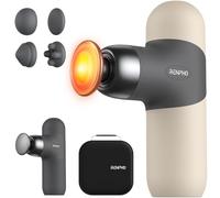 RENPHO Mini Massage Gun with Heat,Massage Gun Deep Tissue with 4 Massage Heads,Ultra Small & Quiet Muscle Gun with Carry Case for Gym Office Workout Muscle Massager, Christmas Gifts for Her, Beige