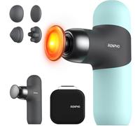 RENPHO Mini Thermal Massage Gun with Heat Function, Mini Massage Gun, Portable Fashionable Percussion Massager, with Coloured Silicone Sleeves, Travel Size with Carry Bag, for Muscle Massage, Blue