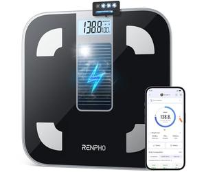 RENPHO Scales for Body Weight, Battery-Free Solar Power Weighing Scale Digital Bathroom Smart Scale Bluetooth Body Fat Scale,Body Composition Monitor Analyzer with App,400 lbs -Elis Solar