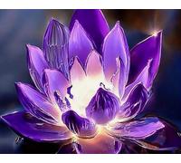 Renqidian 5D Adults Diamond Painting Kits Purple Lotus Flowers Round Crystal Rhinestone Painting by Numbers Diamonds Arts Craft Living Room Decor 40x50 cm
