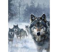 Renqidian 5D Diamond Painting Kits Wolves DIY Diamond Art Picture Adults Beginners Crystal Arts and Crafts for Home Wall Decor(40x50 cm)