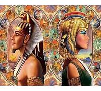 Renqidian Pre Printed Cross Stitch Kits Ancient Egyptian Figure 11CT Stamped Beginners Embroidery Kit for Living Room Bedroom Art Decoration （40x50 cm）