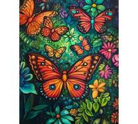 Renqidian Pre Printed Cross Stitch Kits Butterflies 11CT Stamped Embroidery Kit DIY Needlework Art for Adults Beginners Home Decor（40x50 cm）