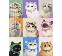 Renqidian Pre Printed Cross Stitch Kits Cat Ensemble 11CT Stamped Beginners Embroidery Kit for Living Room Bedroom Art Decoration （40x50 cm）
