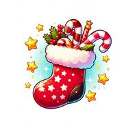 Renqidian Pre Printed Cross Stitch Kits Christmas Stocking 11CT Stamped Embroidery Kit DIY Needlework Art for Adults Beginners Home Decor（40x50 cm）