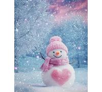 Renqidian Pre Printed Cross Stitch Kits Cute Snowman 11CT Stamped Embroidery Kit DIY Needlework Art for Adults Beginners Home Decor（40x50 cm）