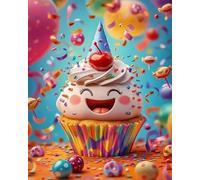 Renqidian Pre Printed Cross Stitch Kits Dessert, ice Cream 11CT Stamped Embroidery Kit DIY Needlework Art for Adults Beginners Home Decor（40x50 cm）