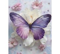 Renqidian Pre Printed Cross Stitch Kits Flowers and Butterflies 11CT Stamped Beginners Embroidery Kit for Living Room Bedroom Art Decoration （40x50 cm）